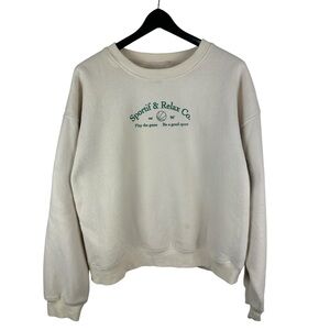 Mens Y2K Sportif & Relax Co Be A Good Sport Cream Sweatshirt Size XL
